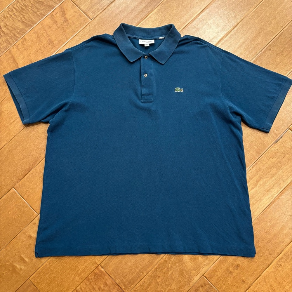 LACOSTE Men’s Classic Fit Blue Short Sleeve Cotton Polo Size XXL